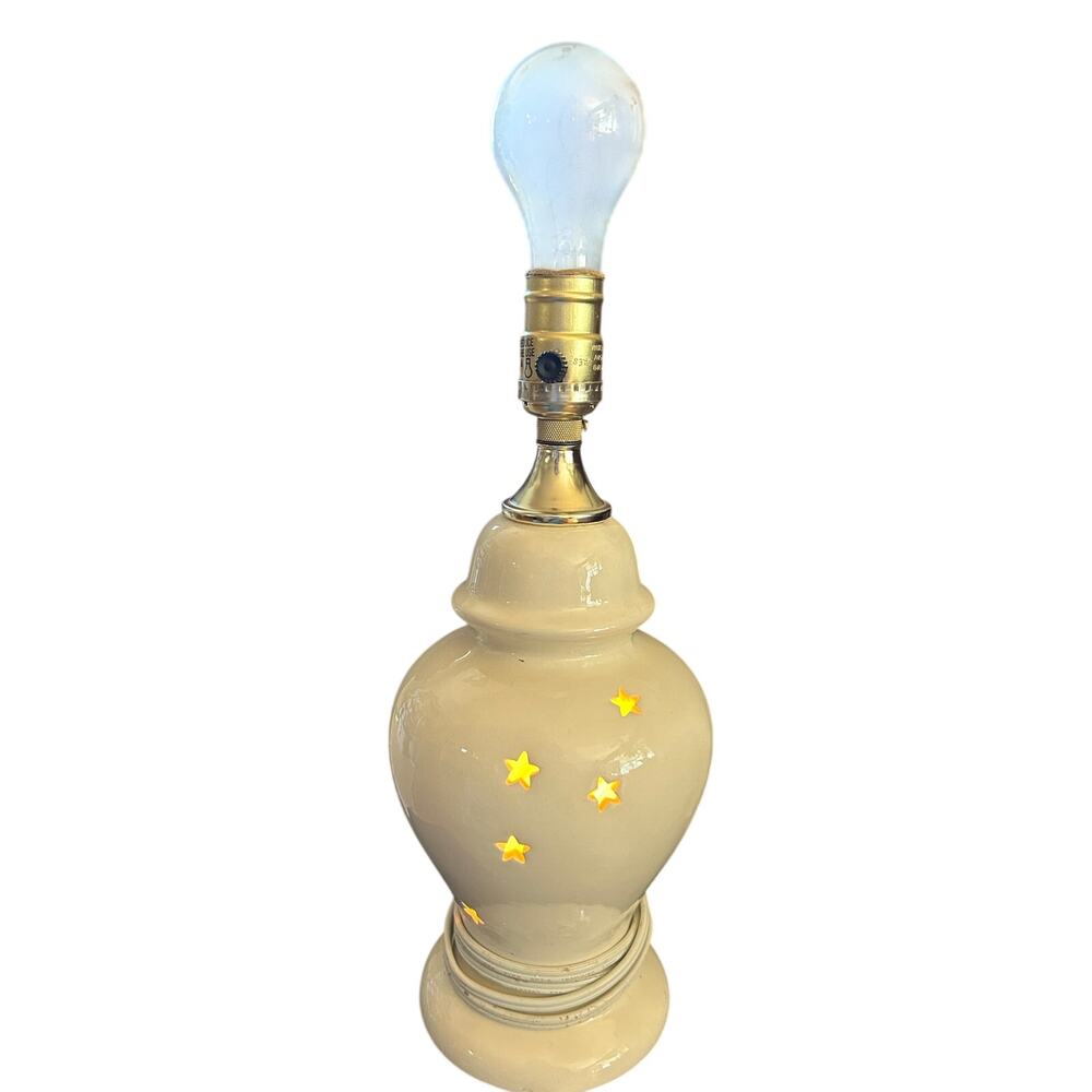 Vintage Ceramic nightlight Lamp Stars Cut Out No Shade